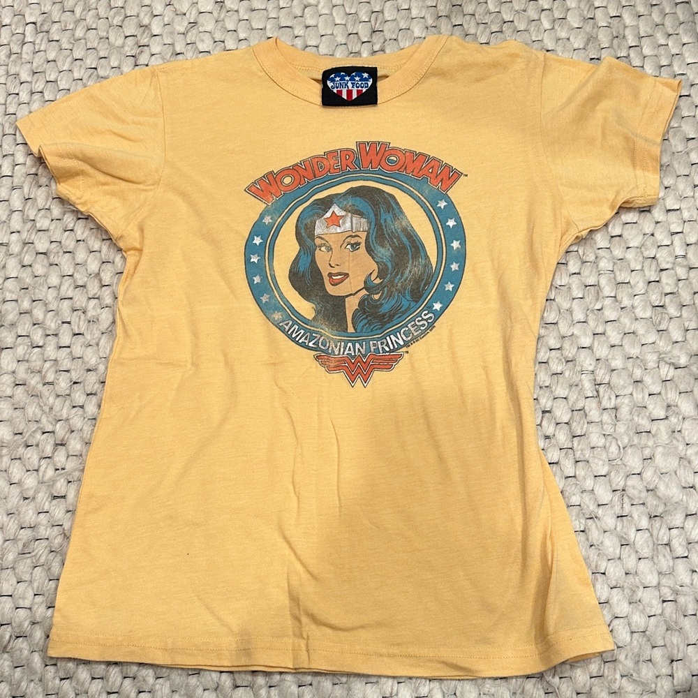Vintage Junk Food Wonder Woman Yellow T-Shirt